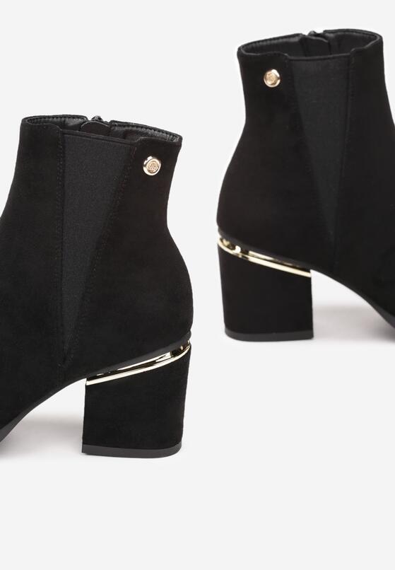 Czarne Botki na Słupku z Metaliczną Wstawką Mildenhall 5