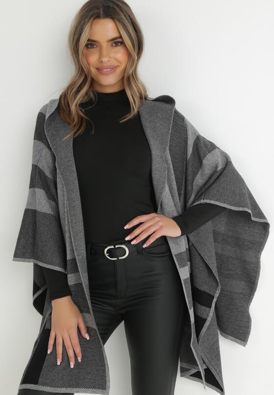 Szare Ponczo w Kratę z Kapturem Virnel 1