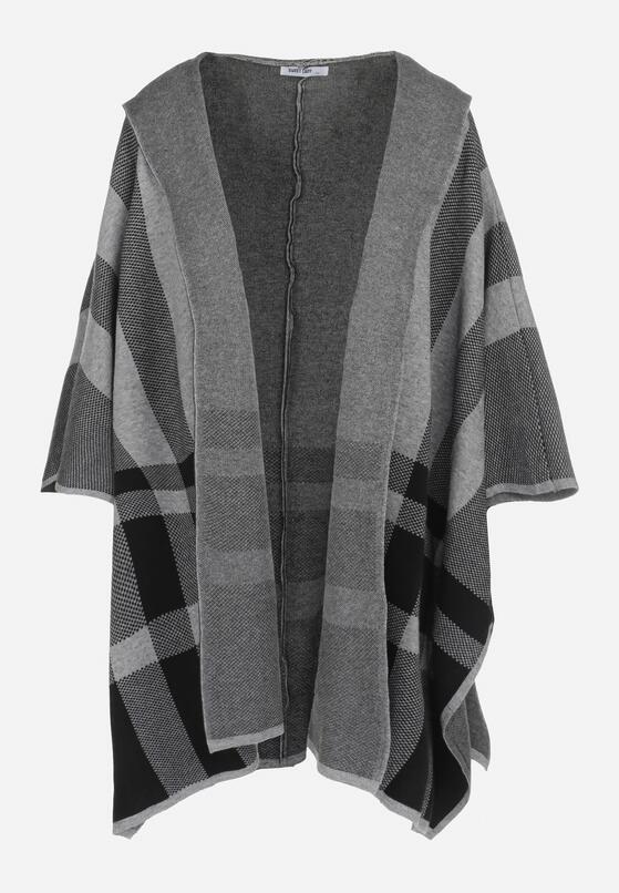 Szare Ponczo w Kratę z Kapturem Virnel 6