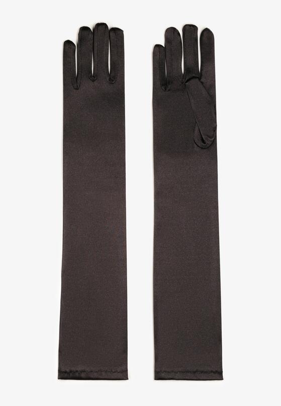 Czarne Rękawiczki Długie z Welurowej Tkaniny Ezrah