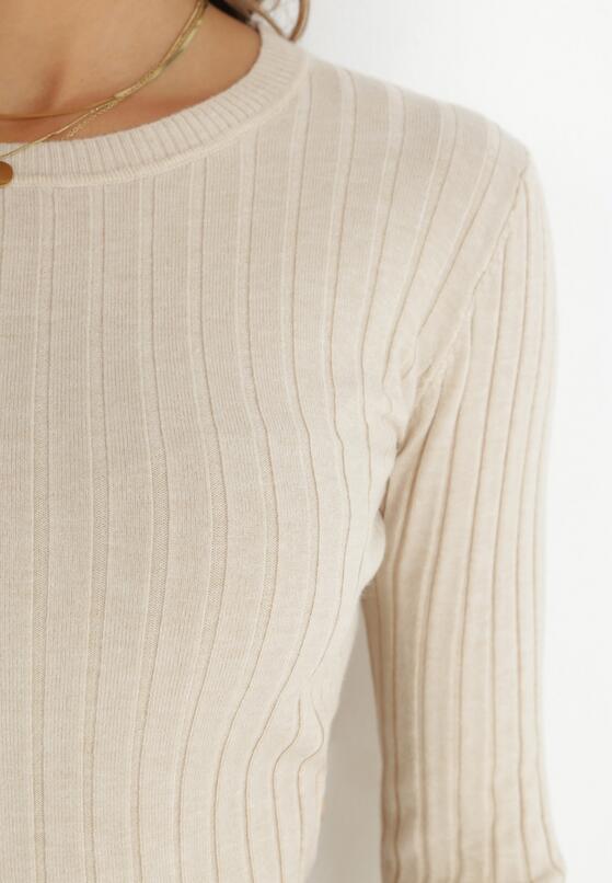 Jasnobeżowy Sweter Prążkowany Nawira 5