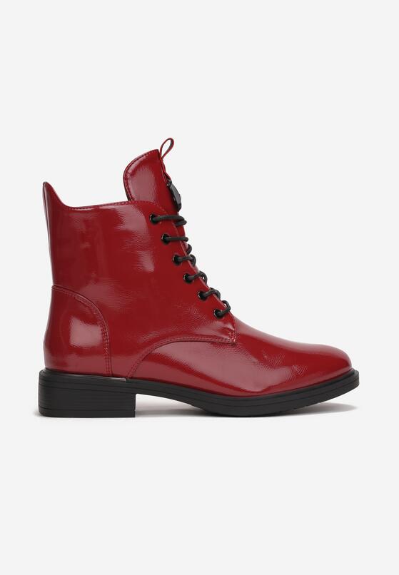 Bordowe Botki Lakierowane Isonia 3