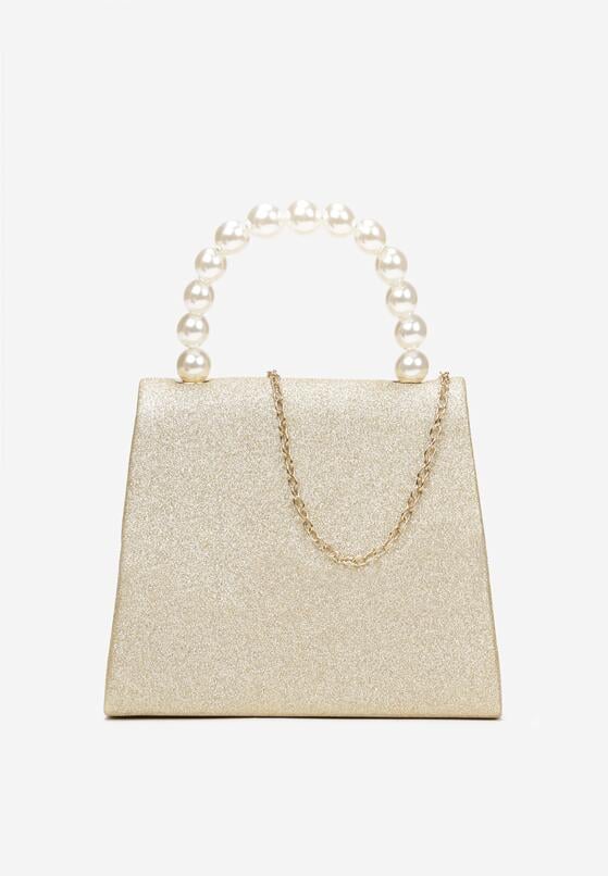 Złota Torebka Brokatowa z Rączką z Perłami Aednah 2
