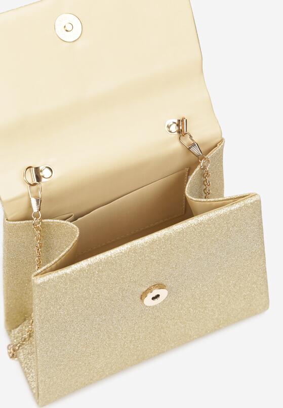 Złota Torebka Brokatowa z Rączką z Perłami Aednah 3