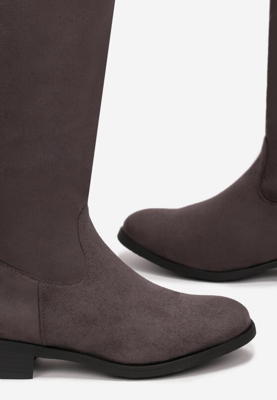 Szare Kozaki za Kolano na Płaskiej Podeszwie Saol 5