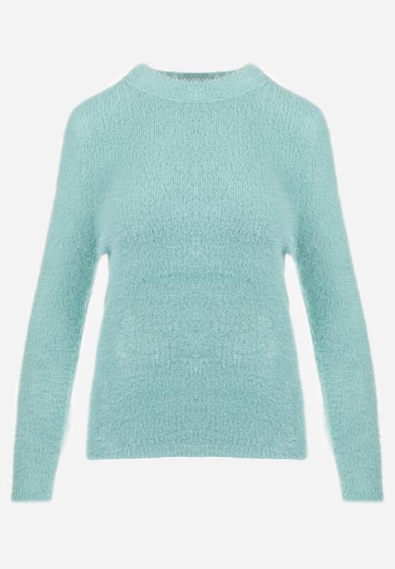 Miętowy Sweter Wełniany Voma 6