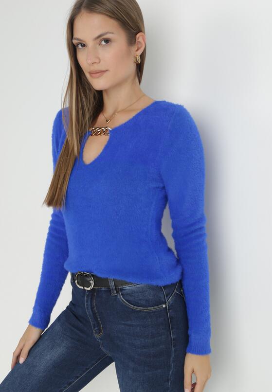 Granatowy Sweter z Łańcuszkiem Zilfi 1