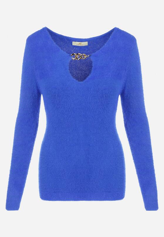 Granatowy Sweter z Łańcuszkiem Zilfi 6