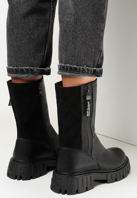 Czarne Botki Workery z Suwakiem Dorota 2