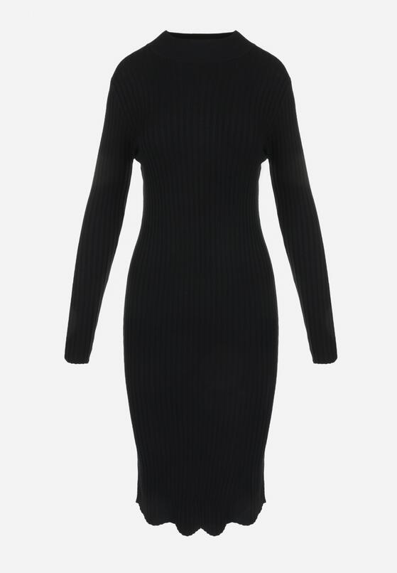 Czarna Sukienka Dzianinowa z Kaszmirem Klymiche 6