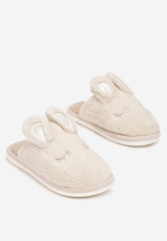 Beżowe Kapcie Futrzane z Uszami Yesaza 4