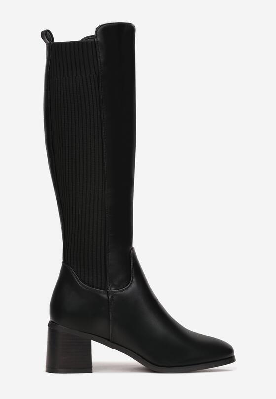 Czarne Kozaki Muszkieterki na Obcasie Hayasa 3