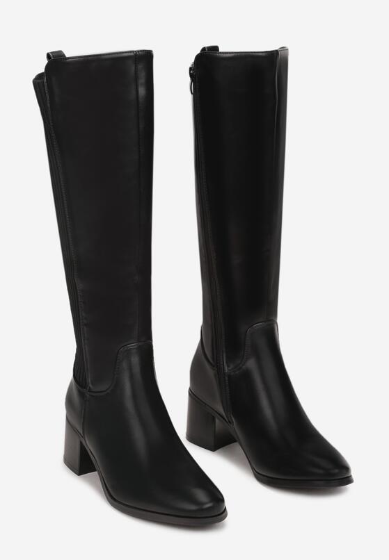 Czarne Kozaki Muszkieterki na Obcasie Hayasa 4