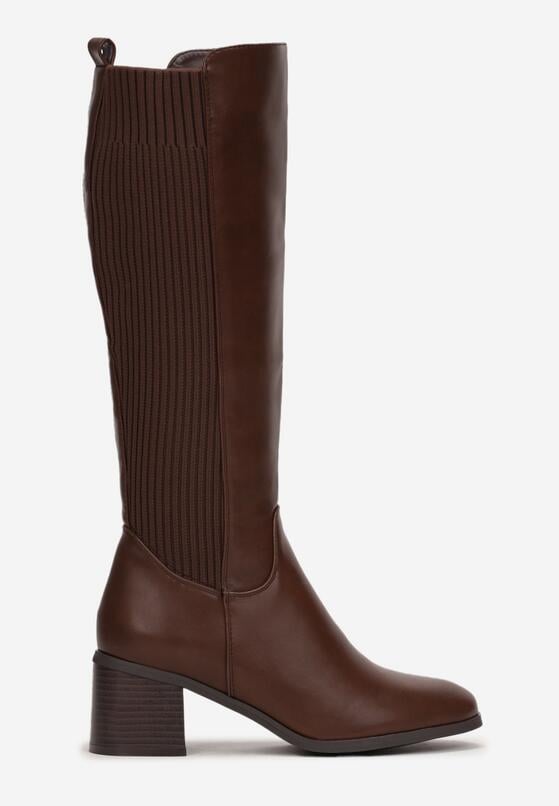 Brązowe Kozaki Muszkieterki na Obcasie Hayasa 3