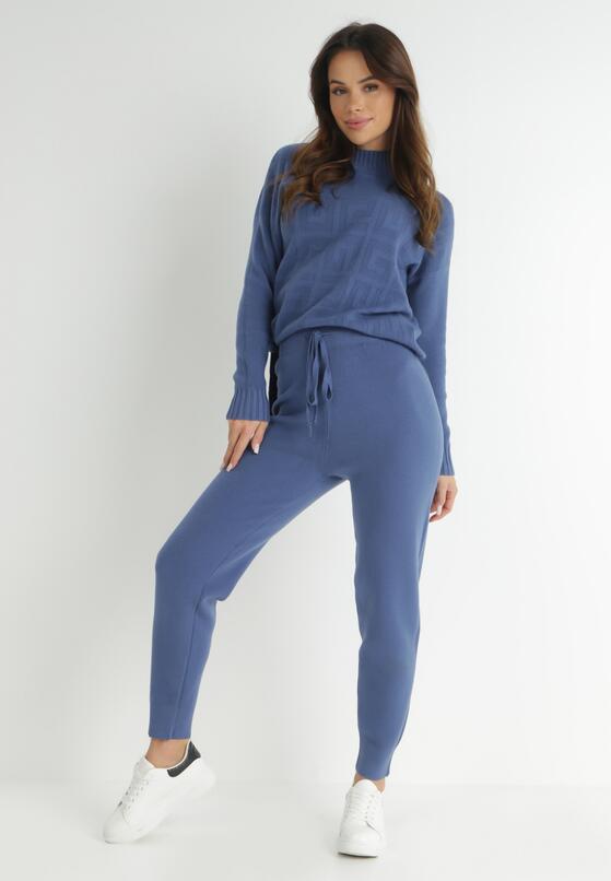 Niebieski 2-częściowy Komplet Dzianinowy Memura 2