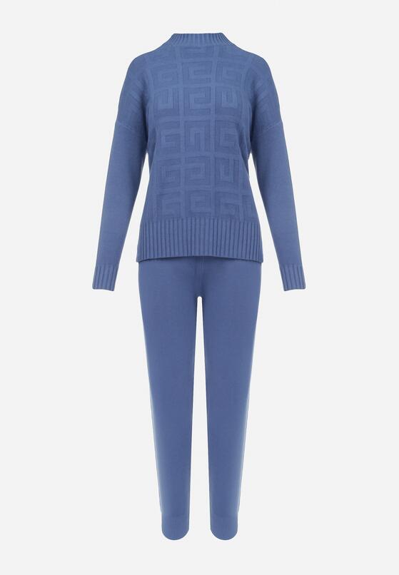 Niebieski 2-częściowy Komplet Dzianinowy Memura 6