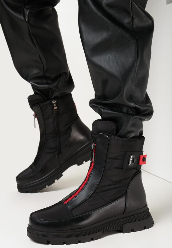 Czarno-Czerwone Botki z Suwakiem Atikah 2