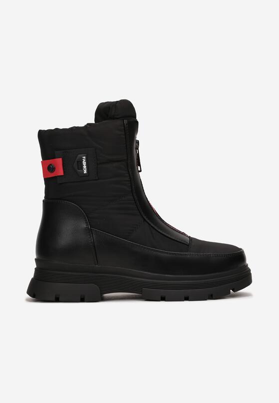 Czarno-Czerwone Botki z Suwakiem Atikah 3