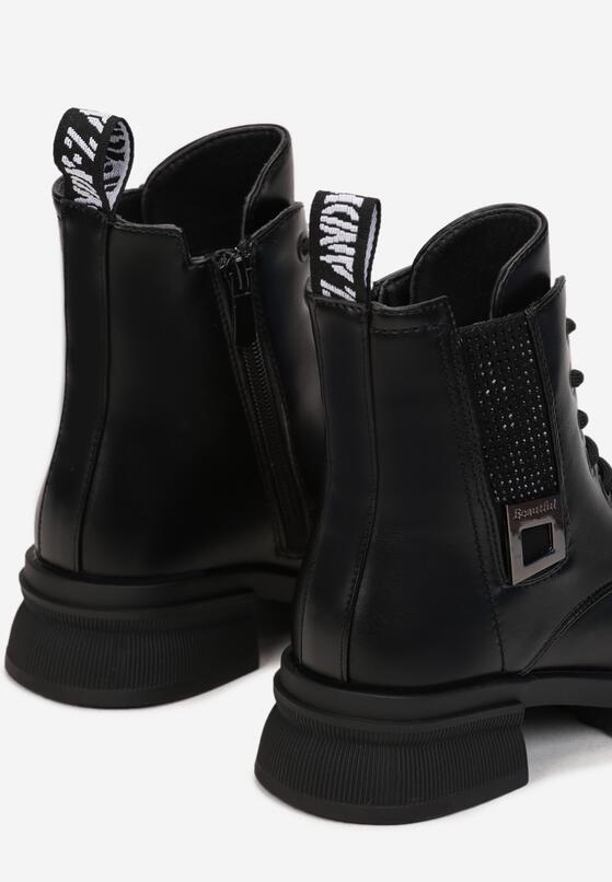 Czarne Botki Workery z Cyrkoniami Yari 3