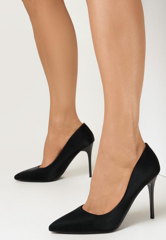 Pantofi stiletto Piele întoarsă ecologică neagră 1