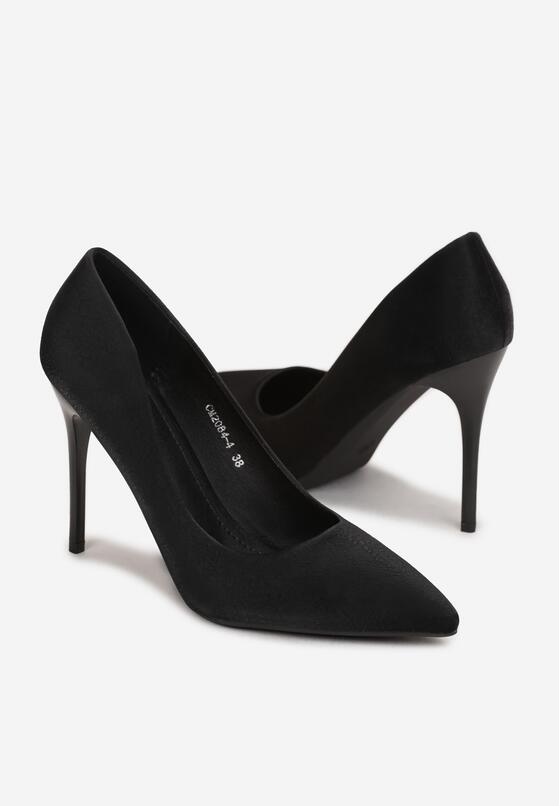 Pantofi stiletto Piele întoarsă ecologică neagră 4