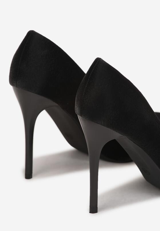 Pantofi stiletto Piele întoarsă ecologică neagră 5