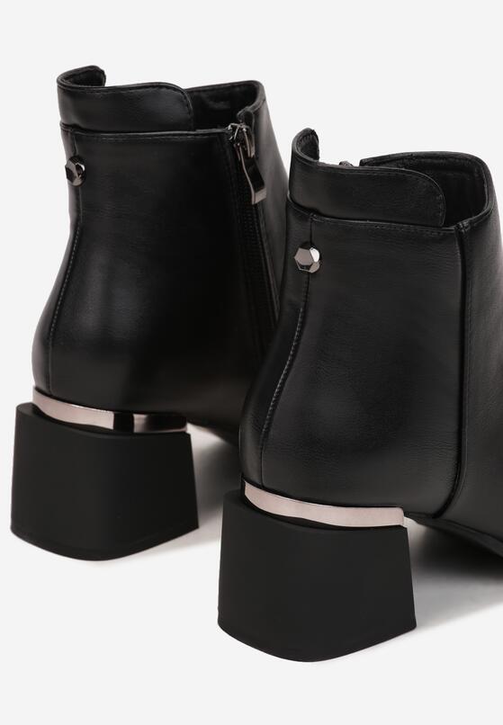 Czarne Botki na Słupku Coffi 5