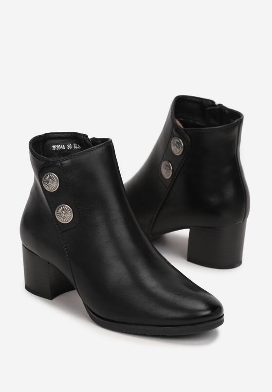 Czarne Botki na Słupku z Nitami Remaye 4