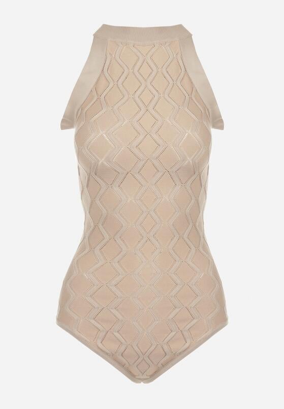 Beżowe Body z Wiskozy o Tłoczonej Fakturze Idolina 1