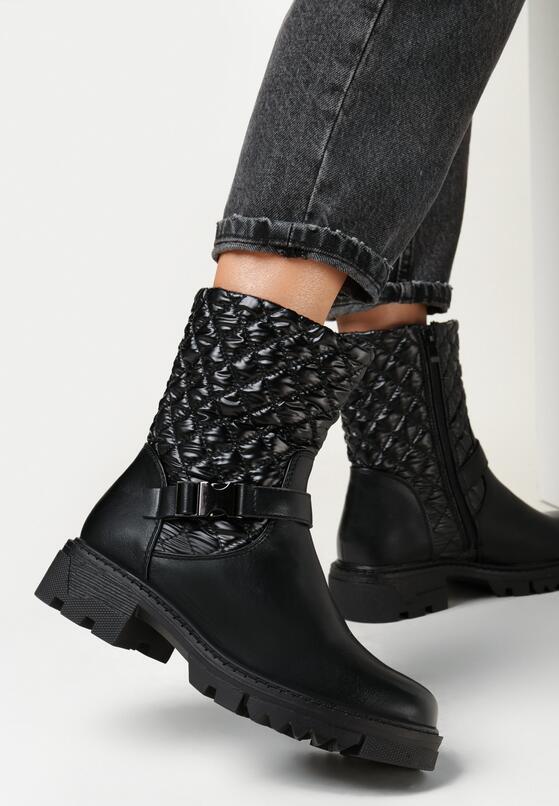 Czarne Botki Sztyblety z Pikowaną Cholewką Yerani 2