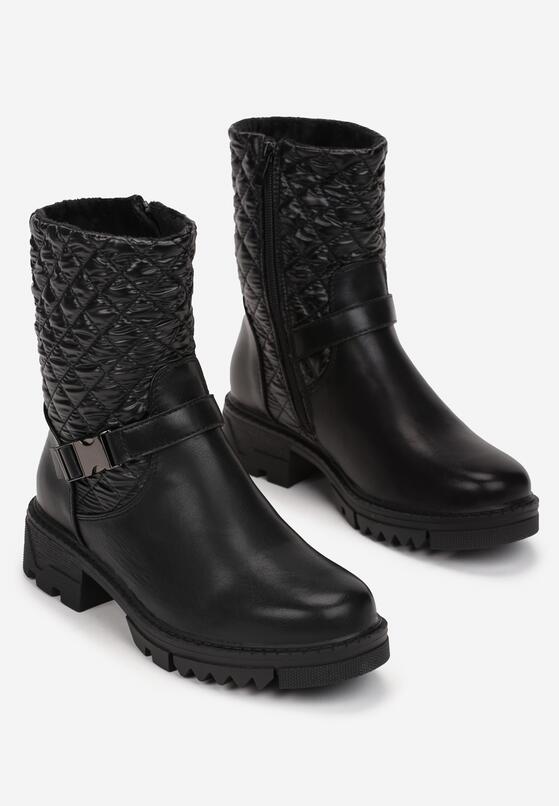 Czarne Botki Sztyblety z Pikowaną Cholewką Yerani 4