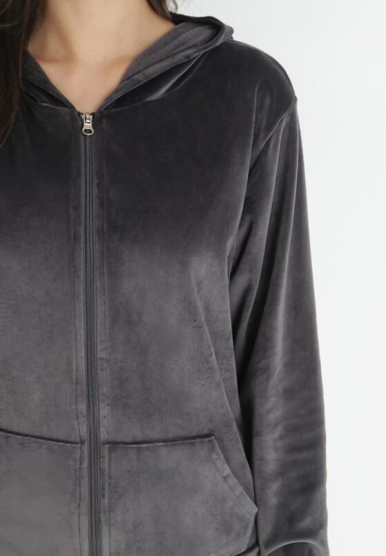 Ciemnoszary 2-częściowt Komplet Dresowy Welurowy Sayo 5