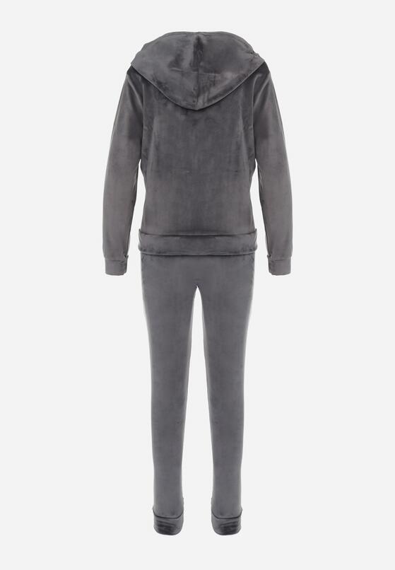 Ciemnoszary 2-częściowt Komplet Dresowy Welurowy Sayo 7