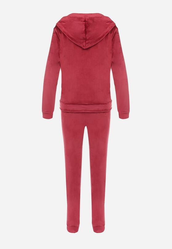 Bordowy 2-częściowt Komplet Dresowy Welurowy Sayo 7