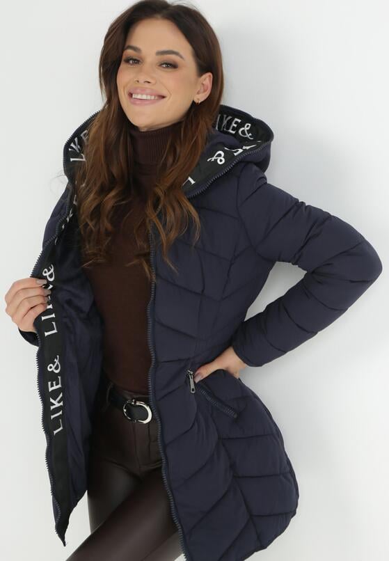 Granatowa Kurtka Pikowana z Kapturem Nelija 4