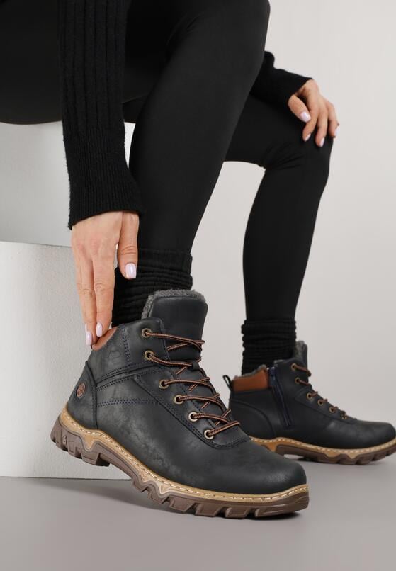 Granatowe Traperki Sportowe Mocno Ocieplone Vimee 2