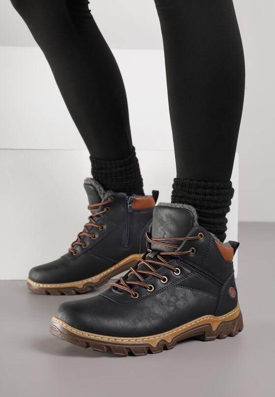 Granatowe Traperki Sportowe Mocno Ocieplone Vimee 1