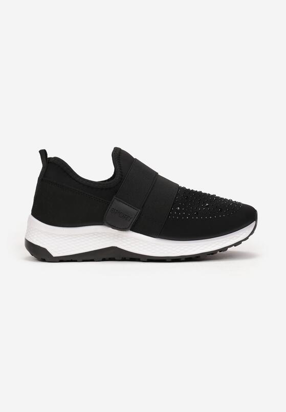 Czarne Sneakersy na Rzep z Cyrkoniami Yati 3