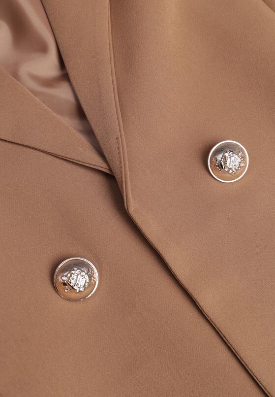 Beżowa Marynarka Niezapinana z Dekoracyjnymi Guzikami Nasse 8