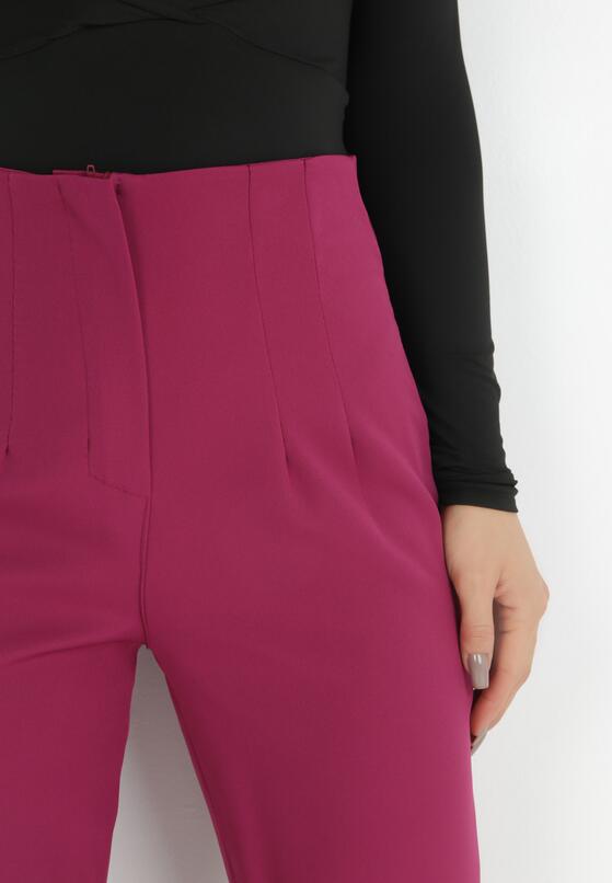 Fuksjowe Spodnie Cygaretki High Waist Caphe 5