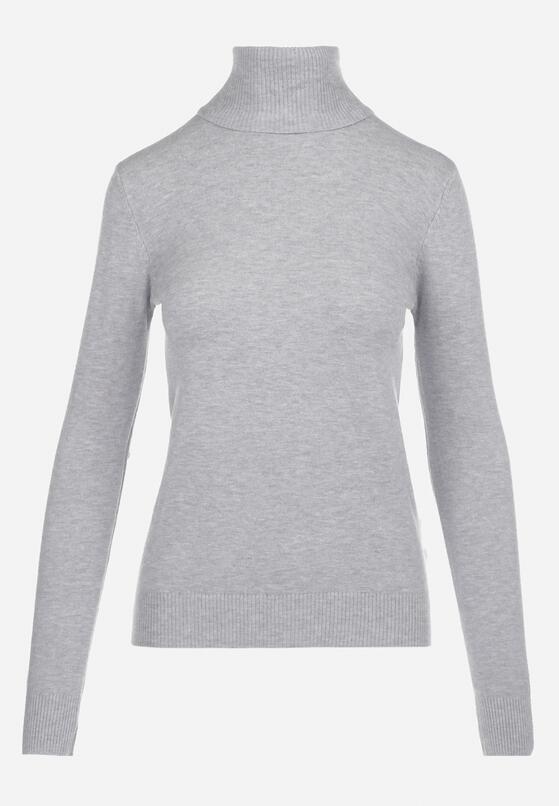 Szary Golf Dzianinowy z Długim Rękawem Kalfi 6