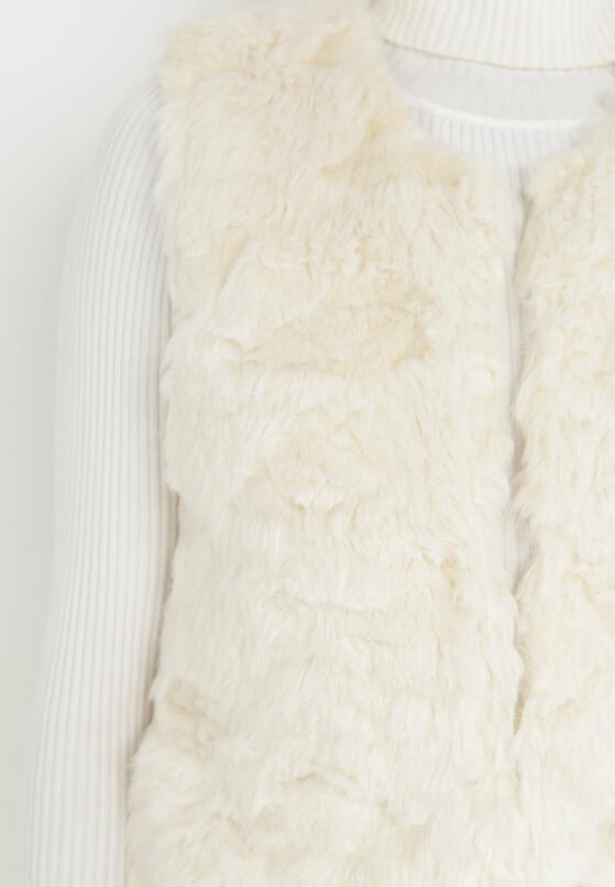 Beżowa Kamizelka Futrzana Farine 5