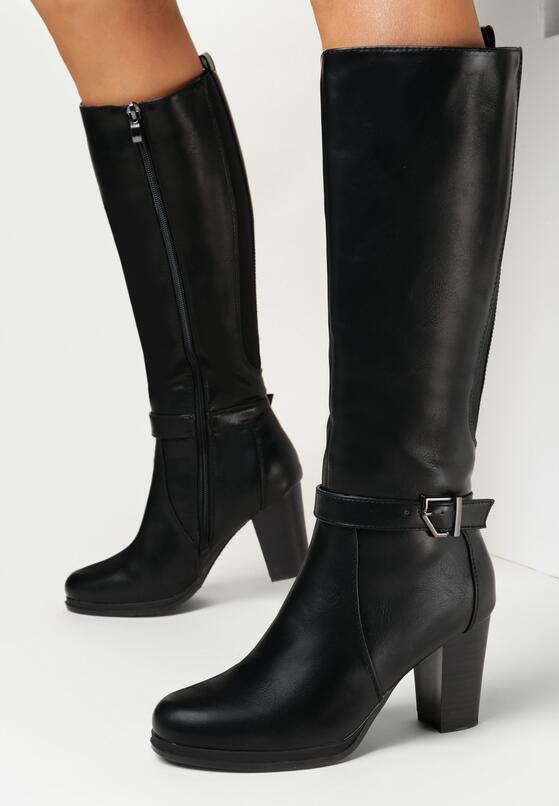 Czarne Kozaki na Słupku z Klamerką Chala 1