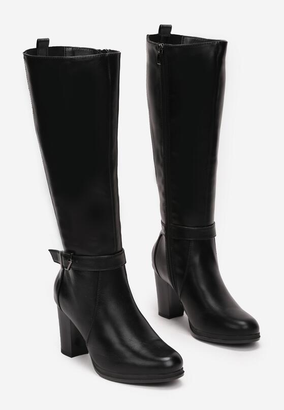 Czarne Kozaki na Słupku z Klamerką Chala 4