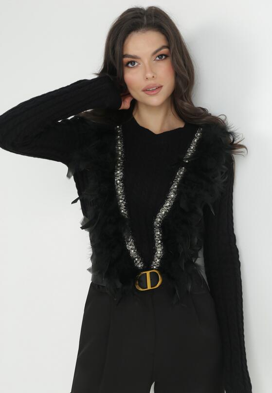 Czarny Sweter z Piórami Beliita 4