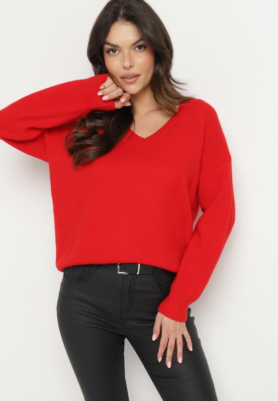 Czerwony Sweter z Wiskozy Oversize Yorate 4