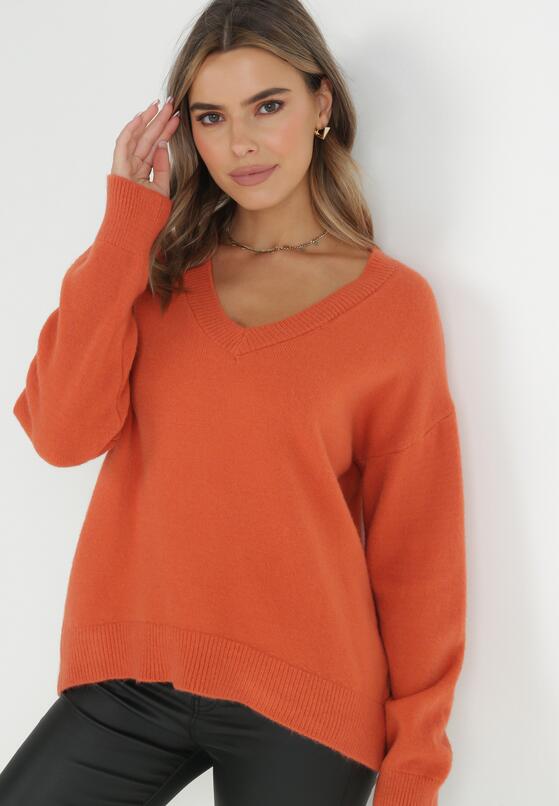Pomarańczowy Sweter z Wiskozy Oversize Yorate 2