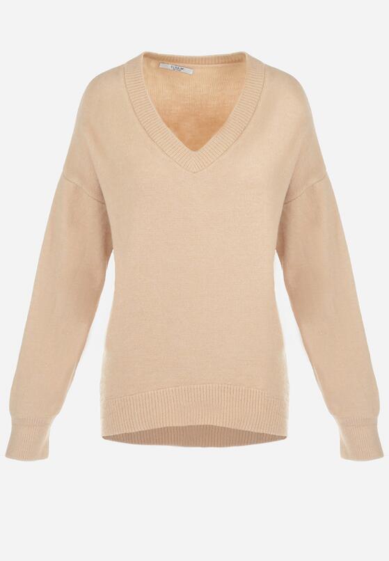 Jasnobeżowy Sweter z Wiskozy Oversize Yorate 7