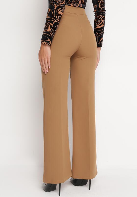 Beżowe Spodnie Szerokie High Waist Iners 3