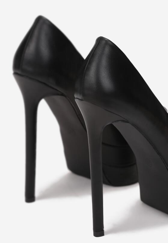 Czarne Szpilki na Platformie ze Szpiczastym Noskiem Kaleah 5